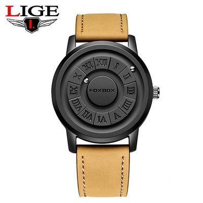 LIGE 時尚手錶男士個性創意磁性滾珠石英手錶中性不銹鋼防水休閒運動手錶