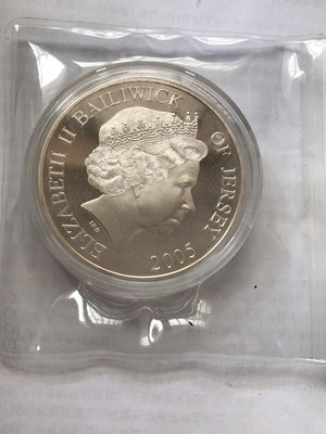 【二手】 澤西島 2005年5盎司銀幣鑲金紀念幣全新保真原裝盒證書外國1125 紀念幣 硬幣 錢幣【經典錢幣】