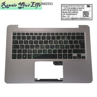 電腦零件華碩ASUS UX305 UX305CA UX305FA筆記本鍵盤 AF PO TR UK褐色白殼筆電配件