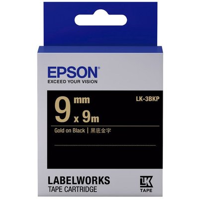 【OA_SHOP】含稅 EPSON 9mm 粉彩系列 LK-3BKP 黑底金字 標籤帶