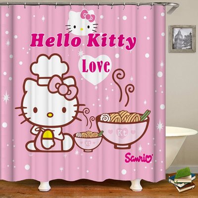 粉色公主KITTY 3D打印浴簾墻飾裝飾客廳臥室 無味環保 個性定做