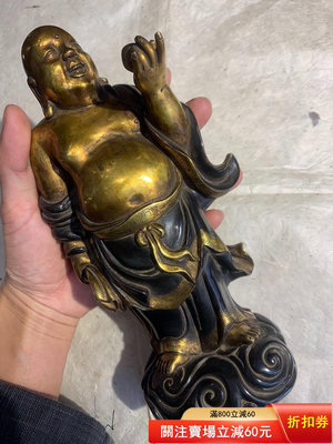 清代彌勒佛銅鎏金高約21cm尼泊爾老佛像尼泊爾收藏6100