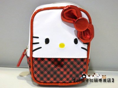 台南卡拉貓專賣店 三麗鷗家族 Hello Kitty 菱格相機包/手機袋/零錢包 紅色款 可明天到