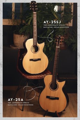 【陸比音樂．實體店】 Ayers - AY-25 全實木吉他 阿迪朗達克 Adirondack 音色飽滿 台灣品牌