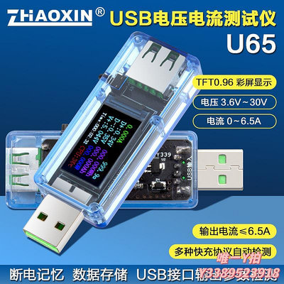 測試儀兆信U65直流電壓電流表 手機充電器USB檢測器移動電源容量測試儀測試器