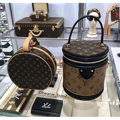 全新正品專櫃正品 LV CANNES 經典老花 拼色手提圓筒拉鍊圓身包 附背帶 肩背 斜背 側背 m43986