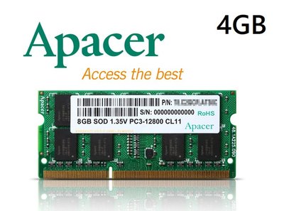 《SUNLINK》Apacer 宇瞻 4G 4GB DDR3L-1600 1.35V 筆記型記憶體