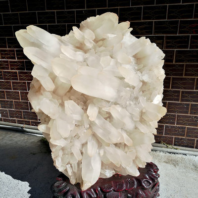 [友克鑫礦業]ac1427約重31.4kg-粗支白水晶簇 水晶柱 原礦