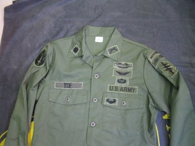 ※夢幻逸品※壓箱寶全新美國美軍公發軍版U.S.ARMY校級軍官軍種布章OG-507野戰服上衣襯衫尺寸15.5X33美國製
