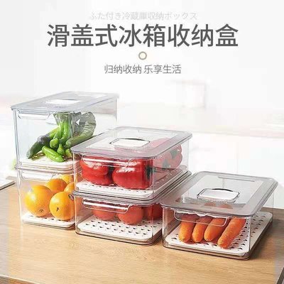 【熱賣精選】新款廚房冰箱收納盒可疊加有蓋水果蔬菜整理盒瀝水透明密封保鮮盒安安的百寶屋