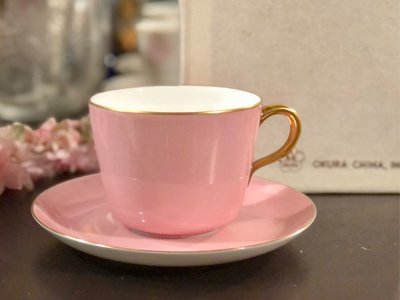 🌸全新日本高級瓷器OKURA大倉陶園的晨杯系列-蒔繪粉紅色咖啡杯/茶具🌸