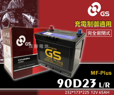 【茂勝電池】統力 GS 90D23L 90D23R  PLUS 免加水 性能加強 充電制御專用 至店享不斷電安裝