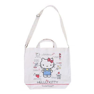 41+ 現貨不必等 Y拍最低價 日本正版 Hello Kitty 凱蒂貓 米白色 帆布兩用 肩背包 側背包 小日尼三