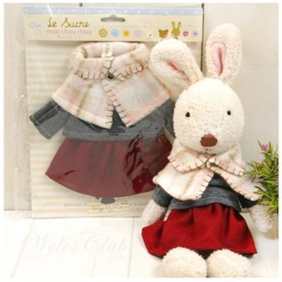 娃娃屋樂園~Le Sucre法國兔砂糖兔(格子披風裙款)45cm450元/玩偶/桃園婚禮小物/彌月卡/彌月禮盒尿布蛋糕