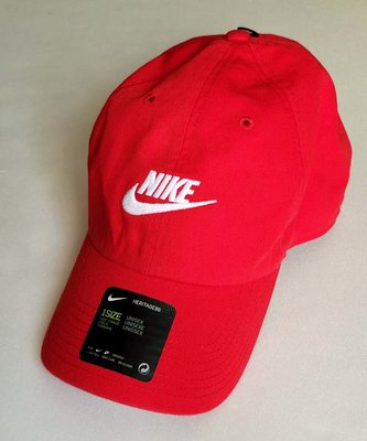 Nike 男女通用棒球帽 經典 刺繡 基本款(紅底白字)