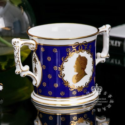 【吉事達】皇冠德贝瓷Royal Crown Derby女王母親1980年生日限量纪念茶杯咖啡杯雙馬克杯