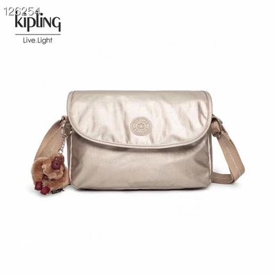 Kipling 猴子包 K12452 中款 金屬棕金 多用拉鍊款輕量斜背肩背包 限時優惠