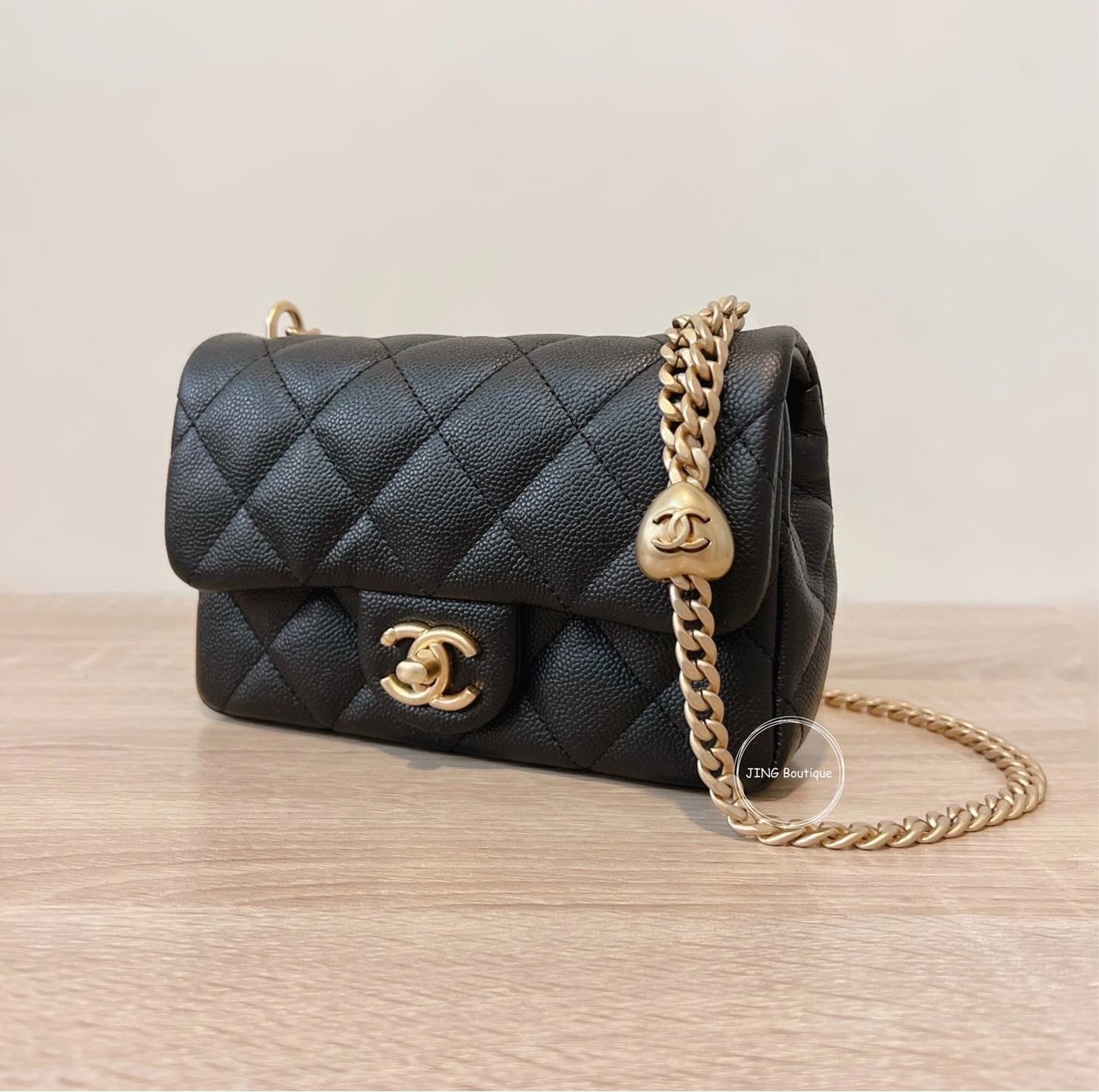 Chanel 23P 新款愛心調節釦mini coco 19cm 全新現貨荔枝皮金鍊