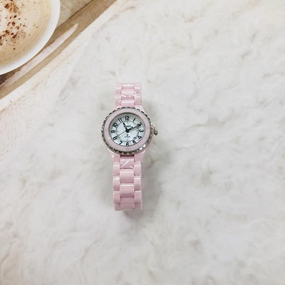「官方授權」ORIENT東方錶 女 粉紅陶瓷時尚 石英腕錶 (HE7PC21S)