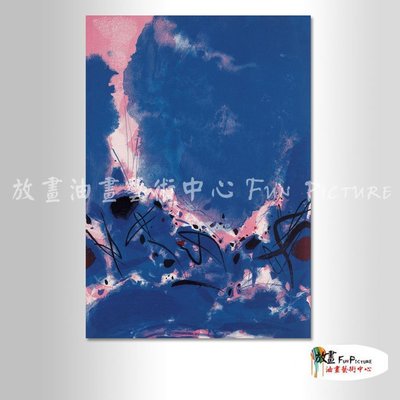 【放畫藝術】名家抽象125 純手繪 油畫 直幅 藍色 冷色系 無框畫 名畫 色塊 現代抽象 近代名家 大師作品