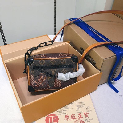 精品館正品LV 聯名NIGO 盒子包 路易威登 N40381 SOFT TRUNK 鏈條包 LOUIS VUITTON 男款包包