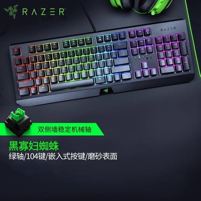 現貨 Razer雷蛇黑寡婦蜘蛛幻彩版機械鍵盤綠軸游戲電競專用有線臺式-解憂雜貨舖