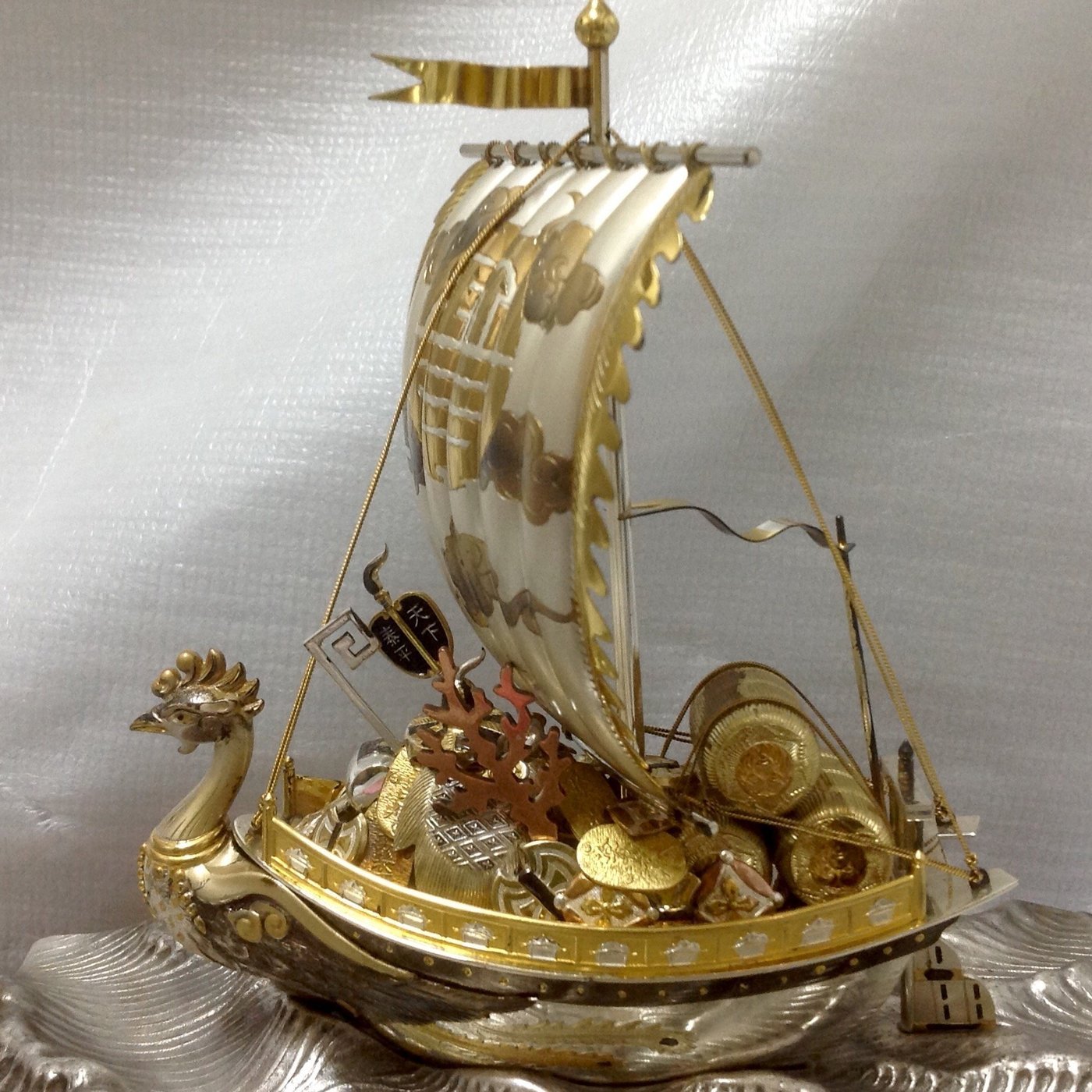日本武比古STERLING 960 純銀960 寶船製作精細漂亮值得收藏銀製寶船本 