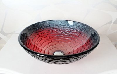 FUO衛浴:42x42公分 琉璃工藝 藝術強化玻璃碗公盆 (BW205) 期貨!