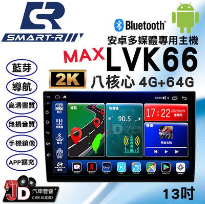 【JD汽車音響】SMART-R LVK66 MAX 八核心 4G+64G 13吋 2K安卓多媒體專用主機 支援環景系統