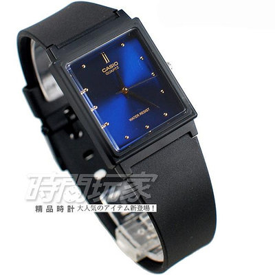 CASIO卡西歐 MQ-38-2A 撞色 方形 橡膠錶帶 黑x藍色 防水 指針錶 女錶 時間玩家 MQ-38