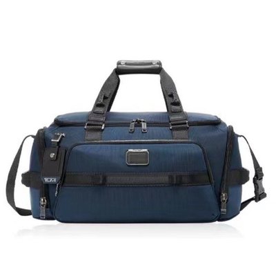 TUMI 232722D 藍色 彈道尼龍防水材質搭皮革 多夾層 休閒手提袋 旅行袋 斜背 肩背 背面可插行李箱 運動包 旅行 限時促銷 限量