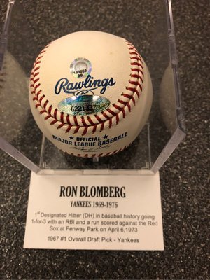 Ron Blomberg MLB 美國職業棒球大聯盟歷史上的第一個 DH 親筆簽名比賽用球