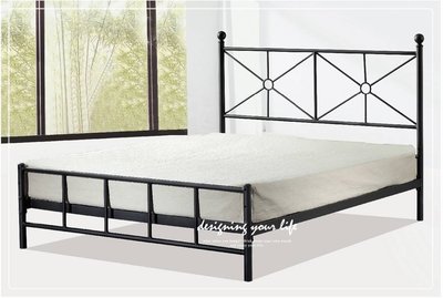 【設計私生活】賽恩斯黑色5尺雙人鐵床、床台、床架(高雄市區免運費)112A