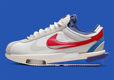 【代購】Sacai x Nike Zoom Cortez 白紅藍復古百搭運動慢跑鞋DQ0581-100男女鞋