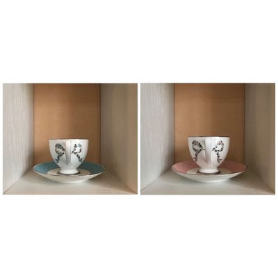 (現貨) 日本 鳴海 NARUMI 心心相印 骨瓷 咖啡杯（1杯1盤）日本製 紅茶杯 粉紅 粉藍