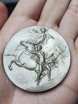 【二手】法國銅章 法國賽馬協會獎章 直徑49mm. 紀念章 古幣 錢幣 【伯樂郵票錢幣】-2934
