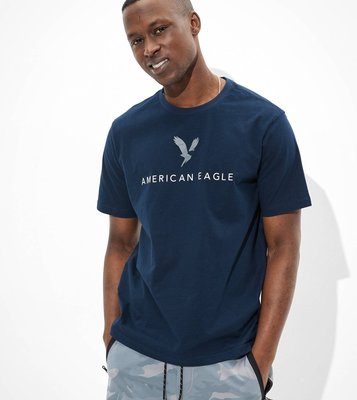 【iBuy瘋美國】全新正品 American Eagle 0519-5130 當季經典老鷹LOGO圓領短T 現貨藍S