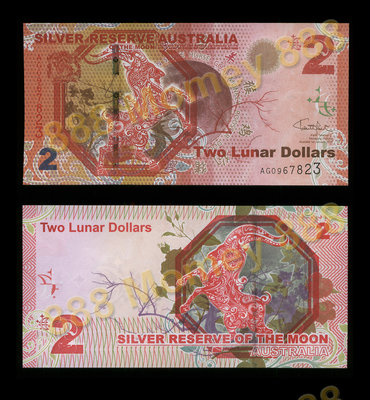 澳大利亞月銀儲備2015年2元羊年紀念鈔１枚。－商業貨幣－Silver Reserve of the Moon-澳洲