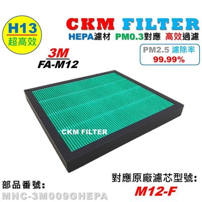 【CKM】適用 3M FA-M12 M12-F 醫療級 HEPA濾芯 HEPA濾網 濾芯 濾網 濾心 空氣清淨機 抗菌