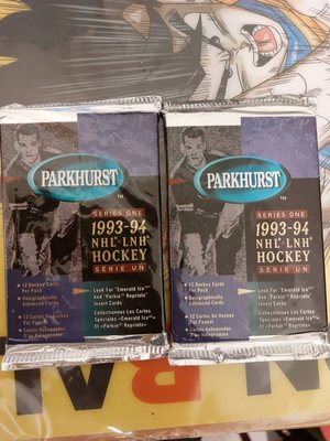 1993-94 hockey NHL LNH parkhurst冰球老卡包兩個