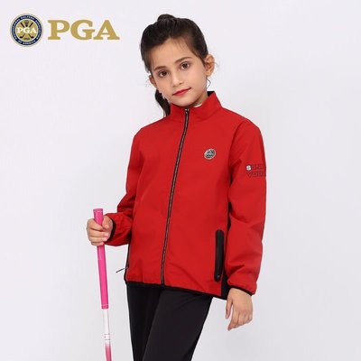 【熱賣下殺】美國PGA 高爾夫兒童服裝 女童拉鏈立領外套 保暖防寒