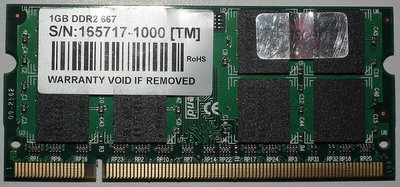 筆電1GB記憶體DDR2-667創見筆電1GB記憶體DDR2-667創見SO-SO-DIMM 2Rx8筆記型電腦TS128MSQ64V6J TM終保1G雙面顆粒