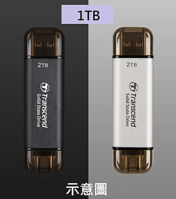 《SUNLINK》Transcend 創見 ESD310C USB3.2/Type C 1TB 雙介面固態碟 黑/銀 隨機出貨