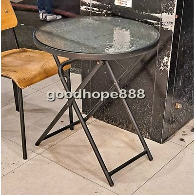 [自然傢俱坊]-樂活-60cm半鋁折合玻璃圓桌(黑色)-SH-8S47132-戶外休閒咖啡折合餐桌(餐廳民宿社區茶飲取餐