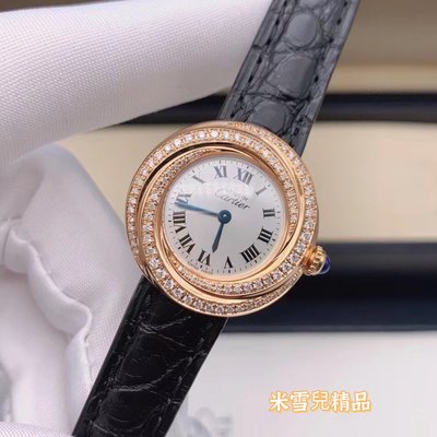 米雪兒二手 Cartier 卡地亞 Trinity 三圈華麗美鑽 藍寶石龍頭 女士腕錶 24毫米石英錶 現貨
