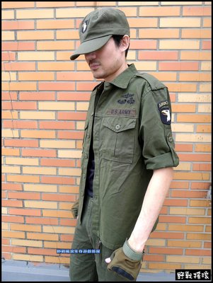 【野戰搖滾-生存遊戲】美軍101空降師作戰服上衣、襯衫【軍綠色】長袖短袖兩用 戰術襯衫