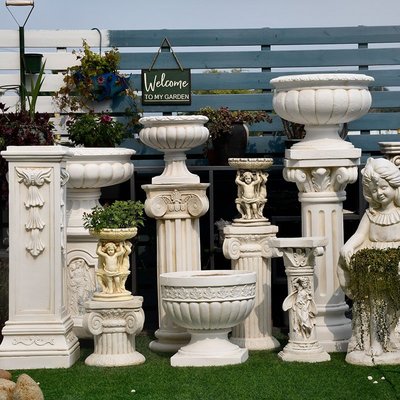 歐式羅馬柱花園裝飾庭院擺件花盆底座天使人物雕塑丘比特景觀擺設滿減 促銷 夏季