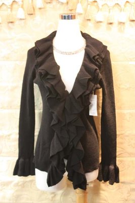 【性感貝貝】精品服飾 黑色荷葉領針織罩衫小外套, di marzia Fantasy Gelato Pique溫慶珠風