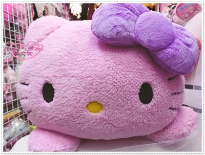 小花花日本精品♥ Hello  Kitty   長靠墊  抱枕  長抱枕   紫色貓臉 12322602