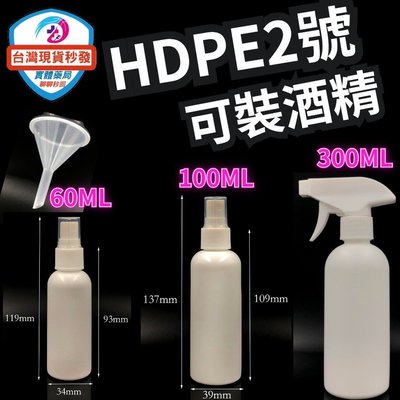台灣現貨秒出 噴霧空瓶 (60ML.100ML稍厚款) HDPE 2號 可裝75%酒精 消毒液(含噴頭)